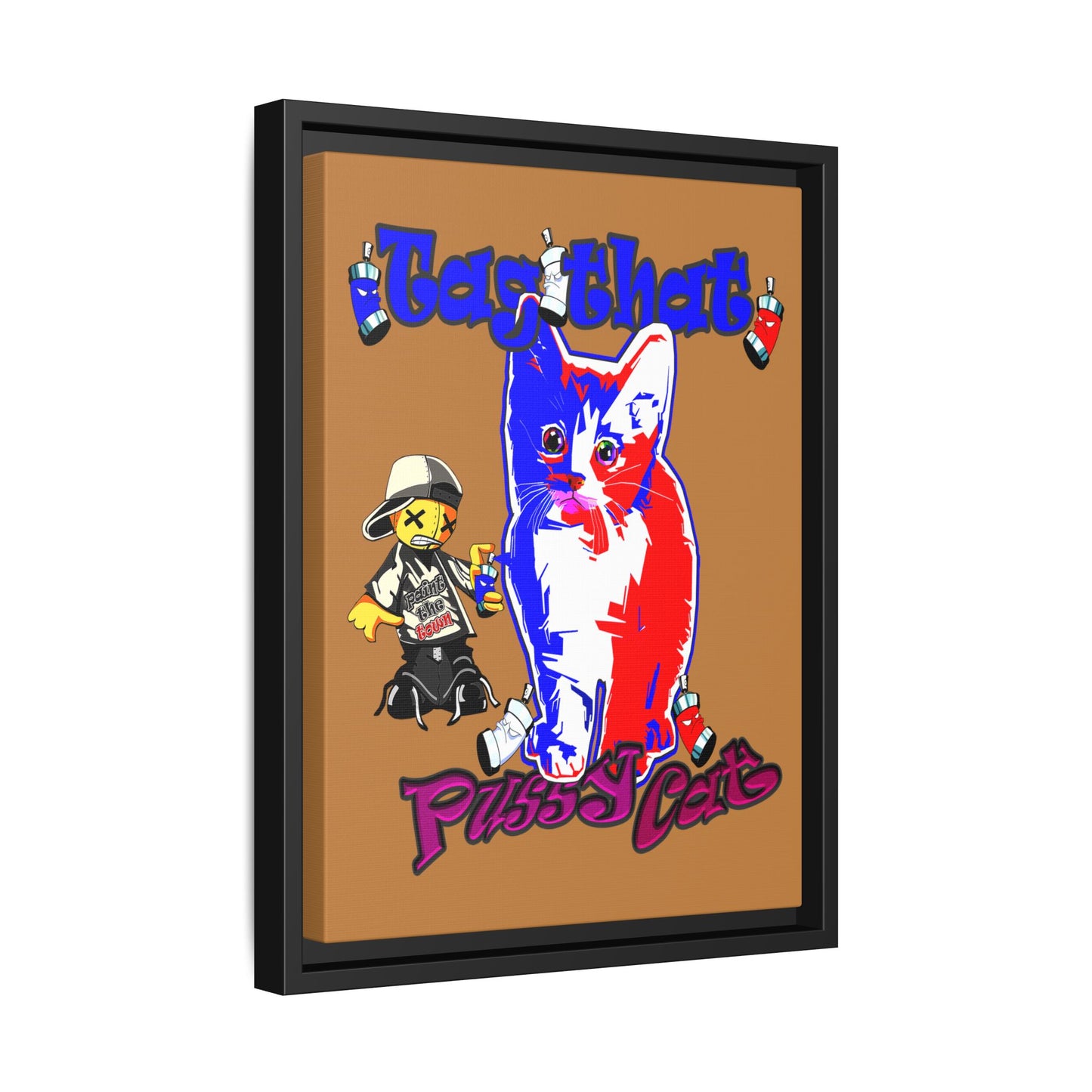 tag that - framed canvas art (light brown)