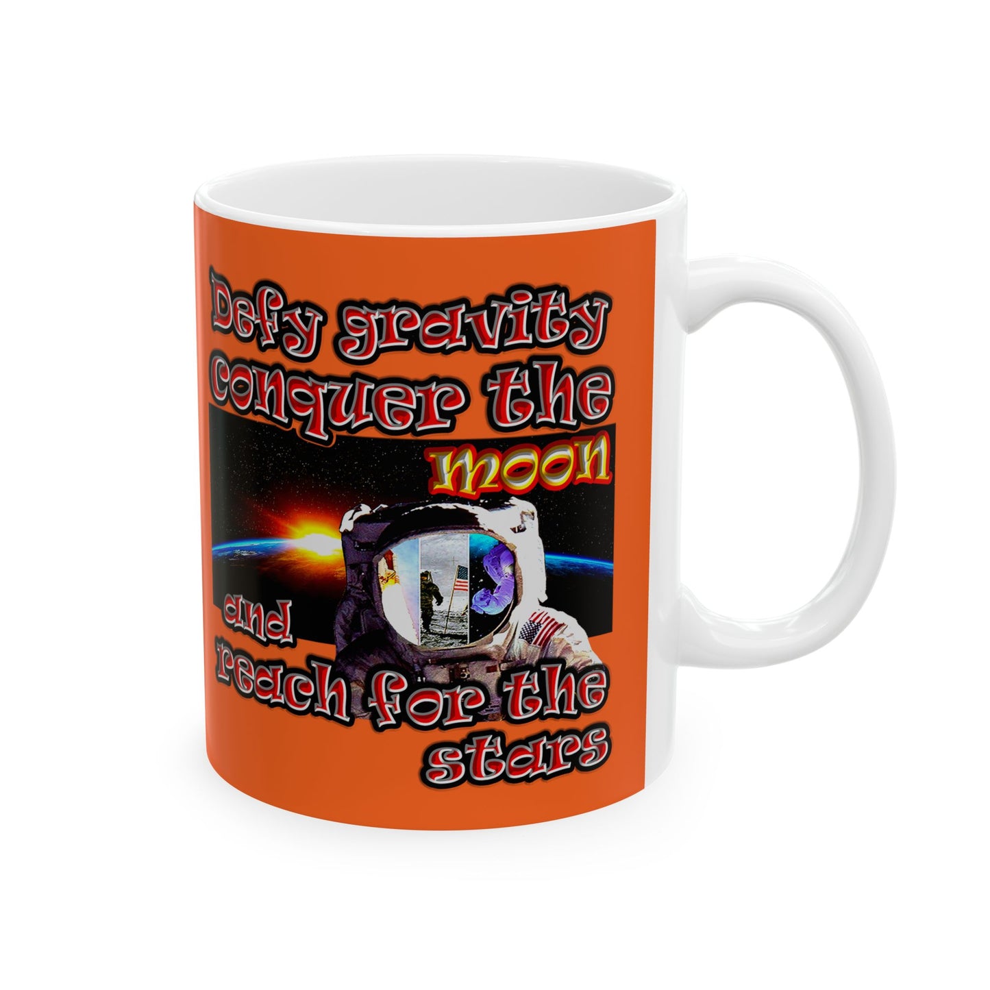 defy conquer reach - White Mug (orange)