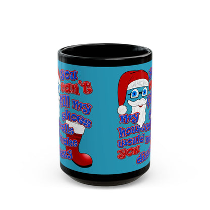 santa's shoes - Black Mug (turquoise)
