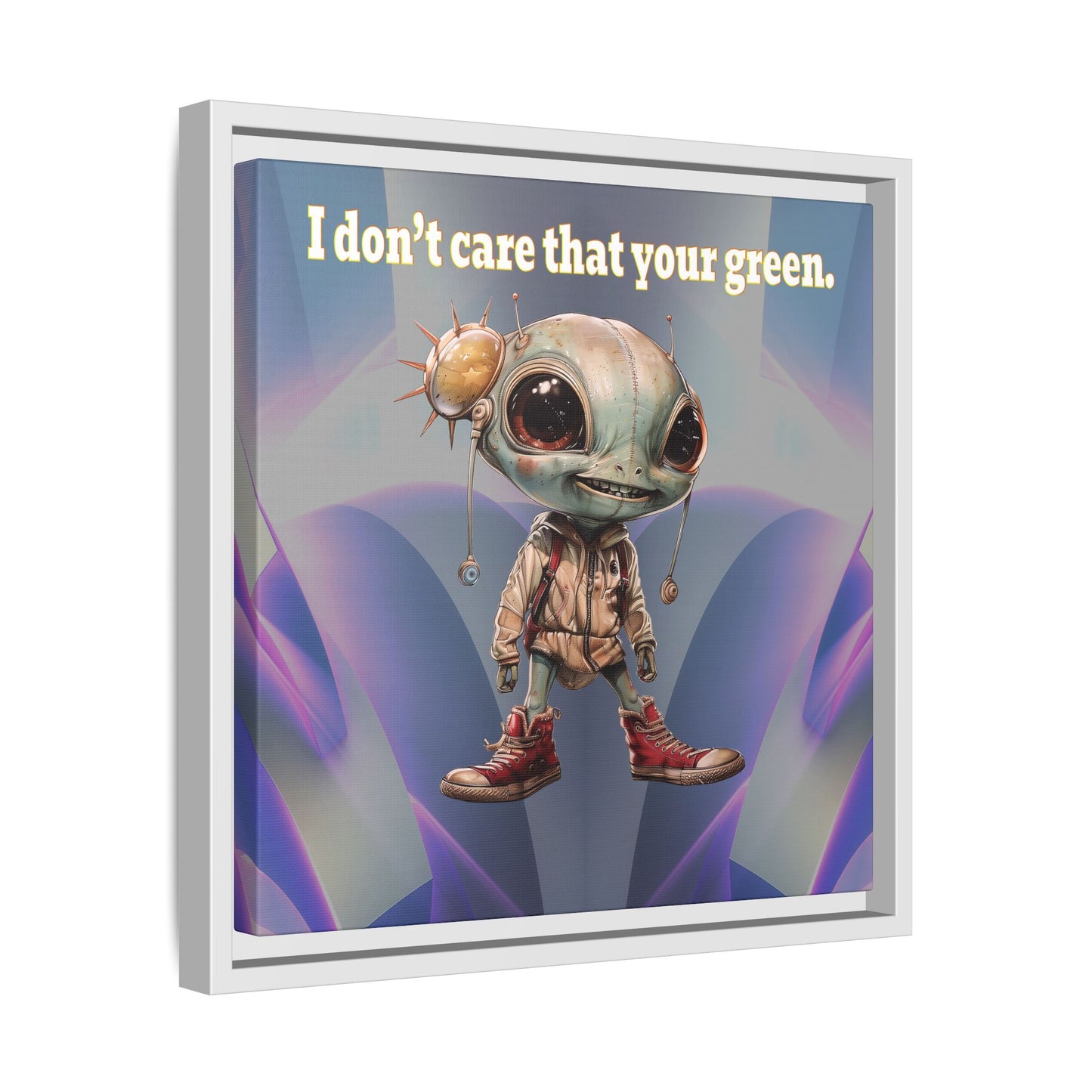 I don't care that your green - framed canvas art (grey-pink wave)
