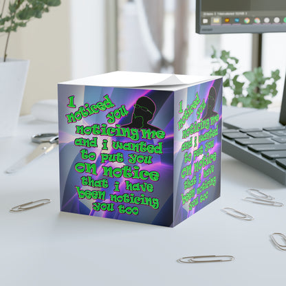 noticed you noticing - note cube (grey-pink wave)