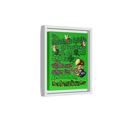 christmas spirits of boston - framed canvas art (logo green)
