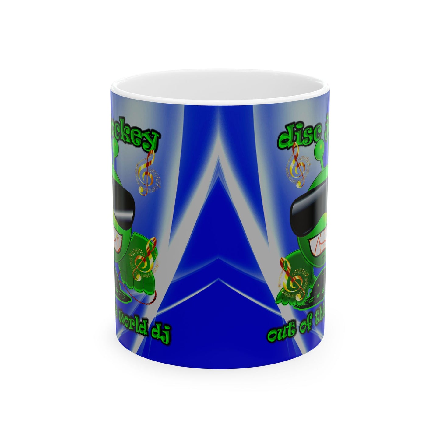 disc jockey - White Mug (blue-white wave)