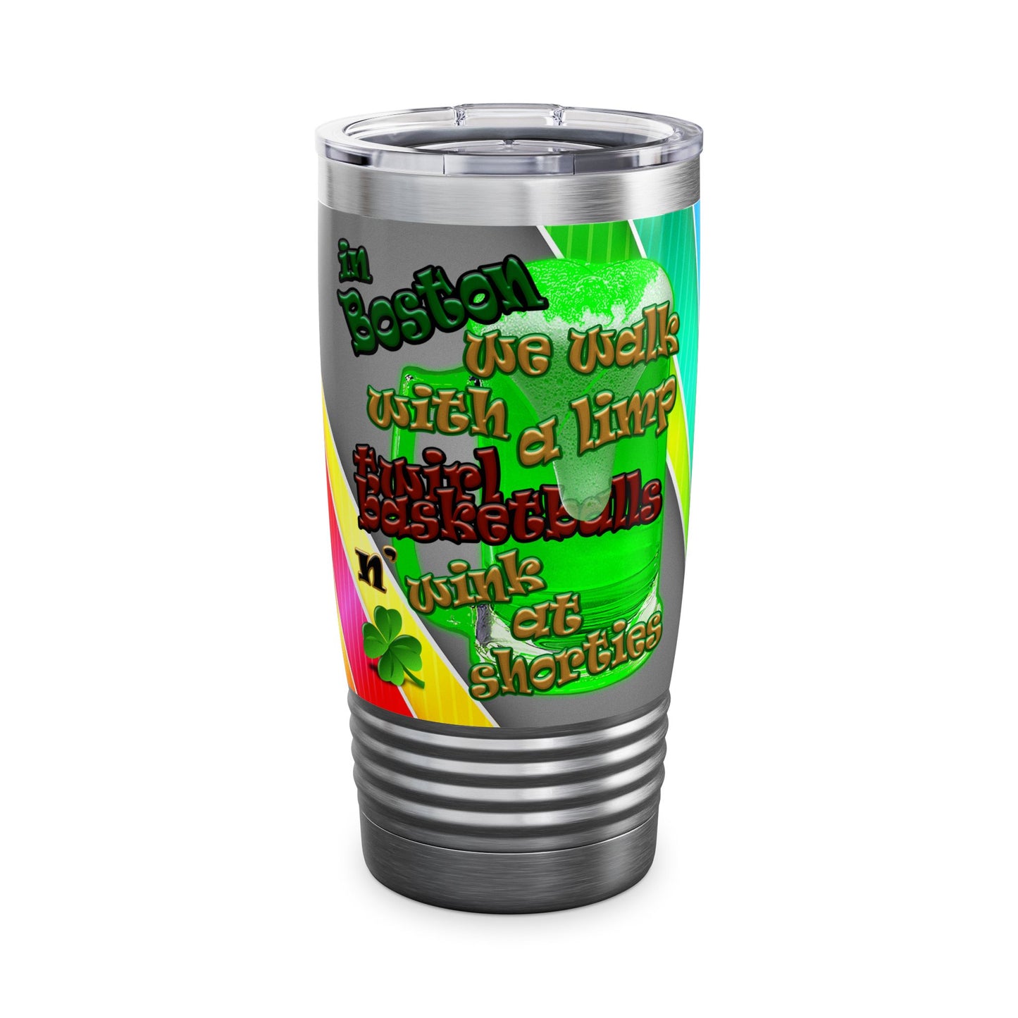 celtics logo - Ringneck Tumbler, 20oz (rainbow split)
