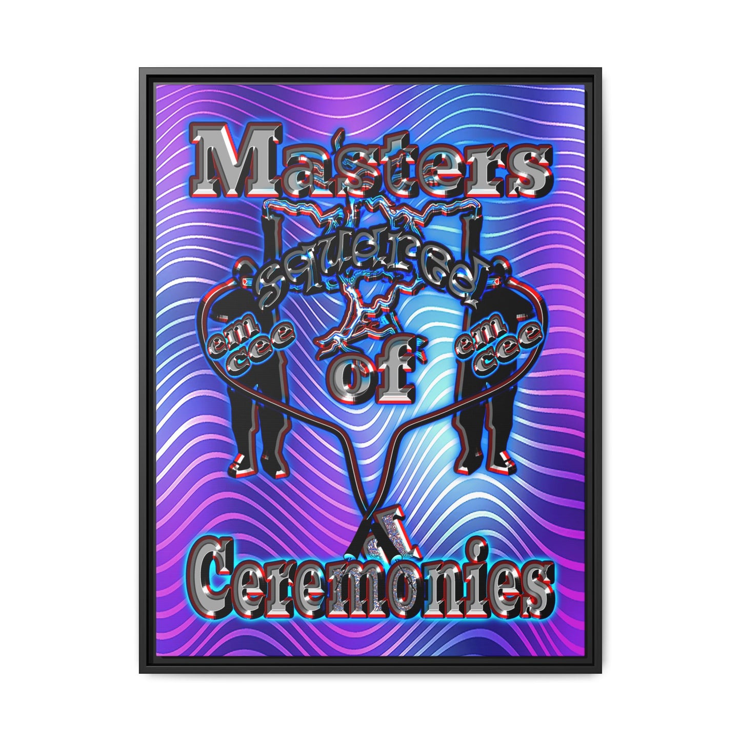 em cee squared - framed canvas art (purple wave)