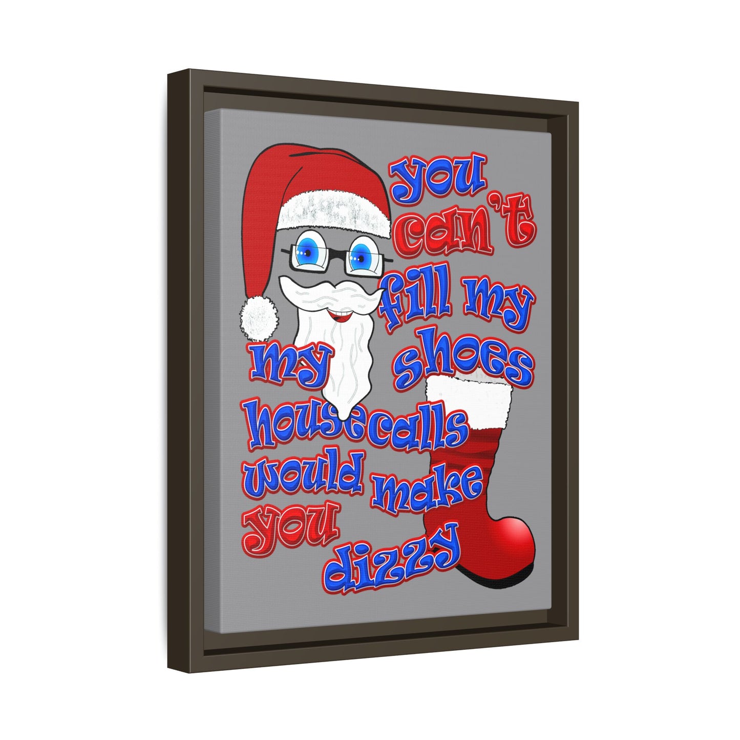 santa's shoes - framed canvas art (grey)