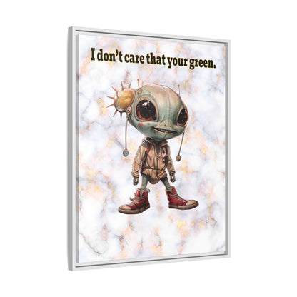 I don't care that your green - framed canvas art (white marble)