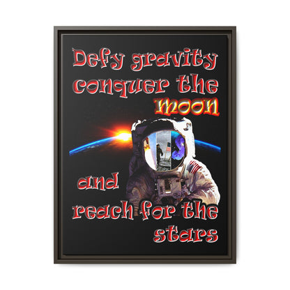 defy conquer reach - framed canvas art (black)