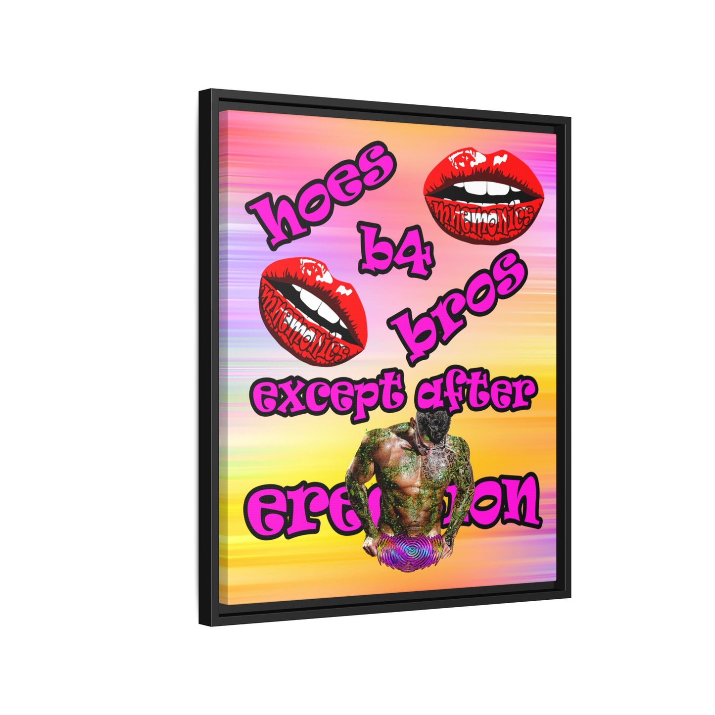 hoes b4 bros - framed canvas art (color blur)