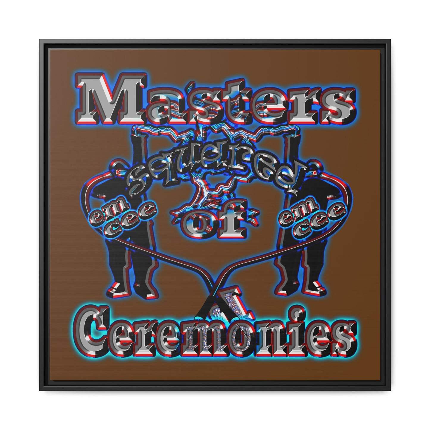 em cee squared - framed canvas art (brown)