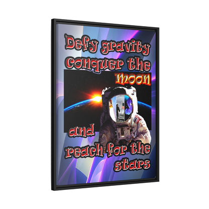 defy conquer reach - framed canvas art (grey-pink wave)