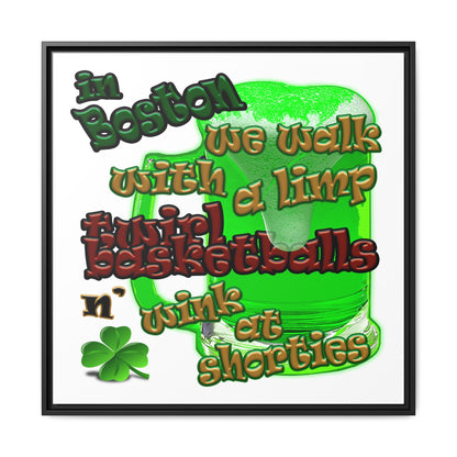 celtics logo - framed canvas art (white)