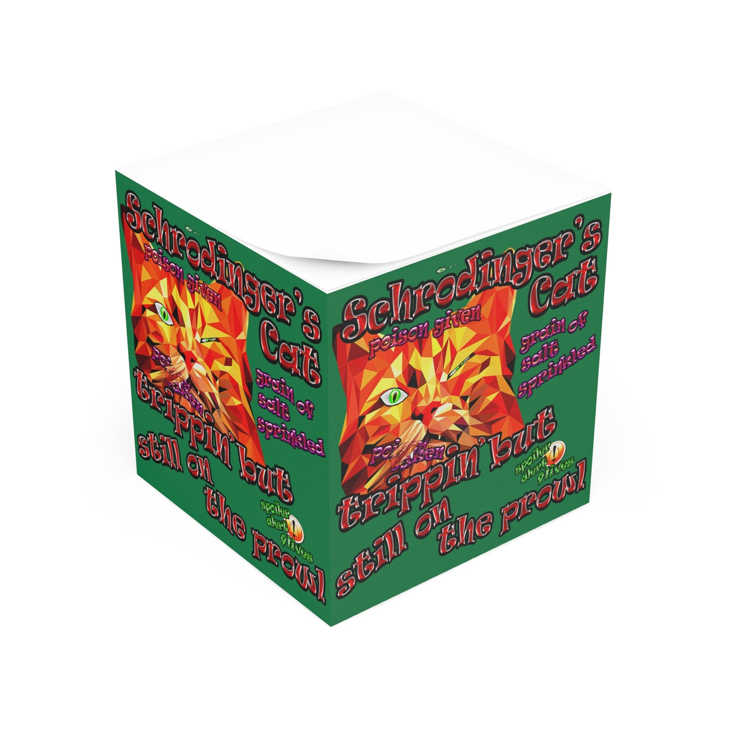 schrodinger's cat - note cube (dark green)