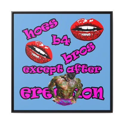 hoes b4 bros - framed canvas art (light blue)