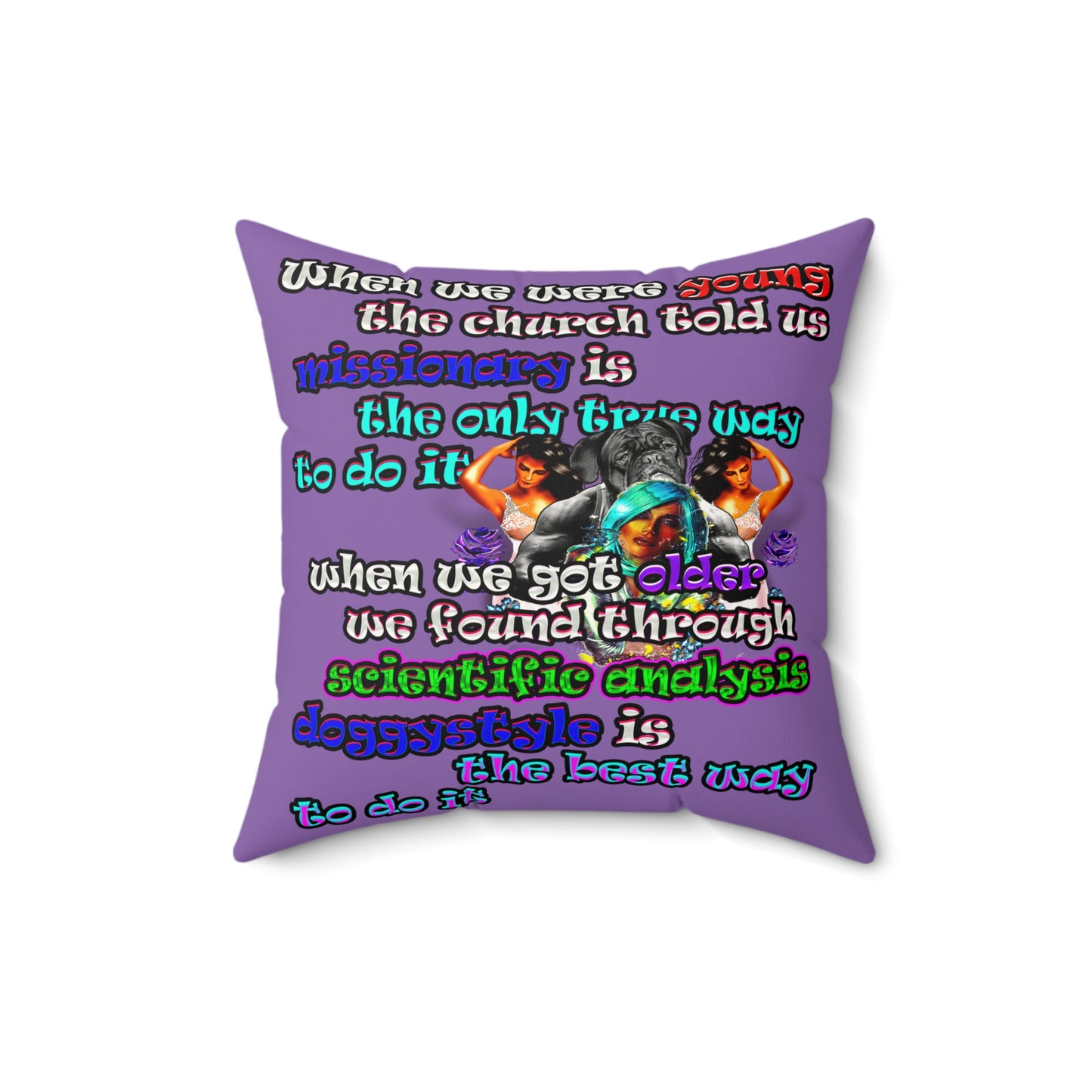 doggystyle - Faux Suede Square Pillow - (light purple)