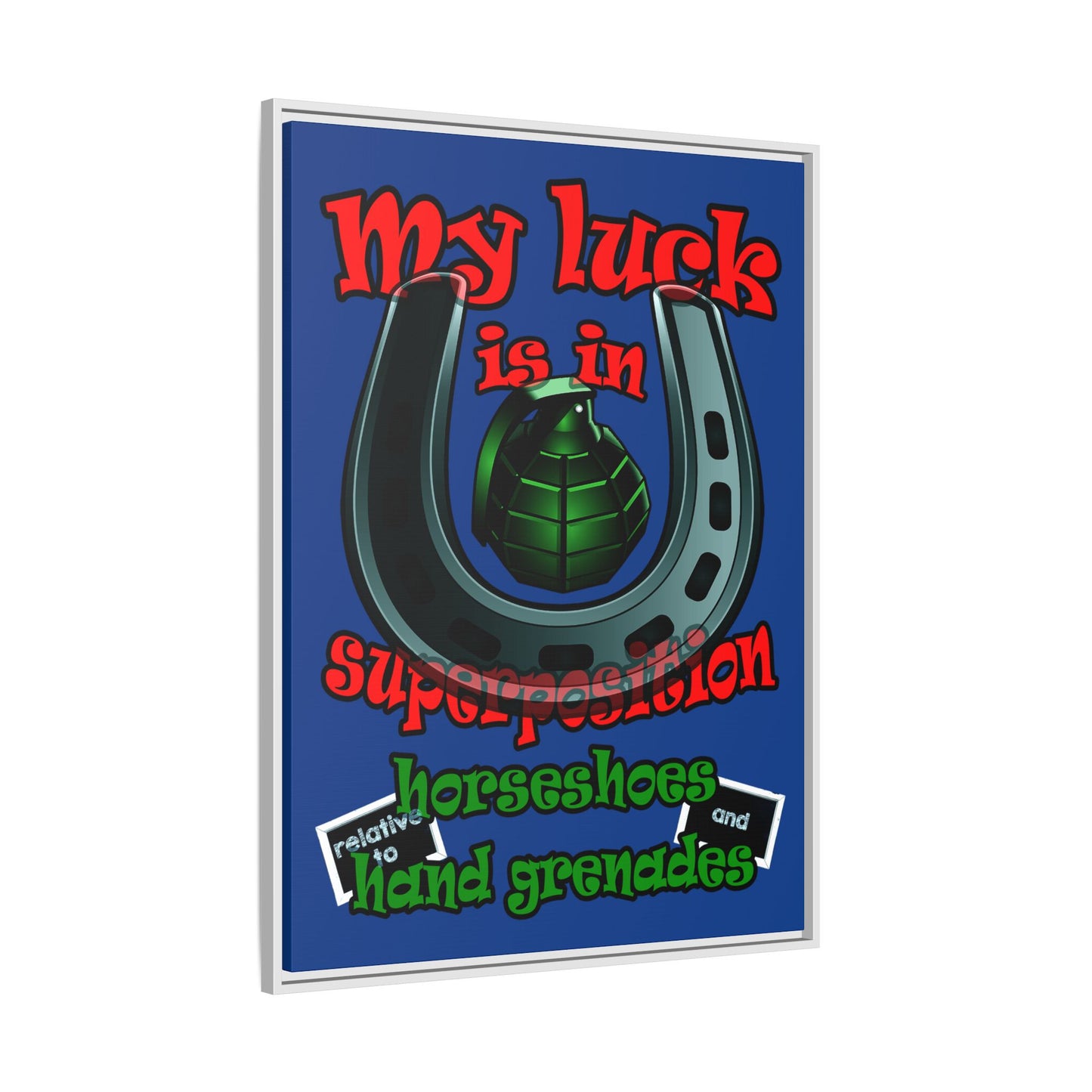 my luck - framed canvas art (dark blue)