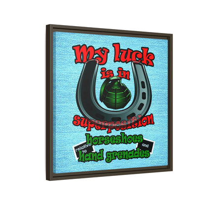my luck - framed canvas art (faded blue)