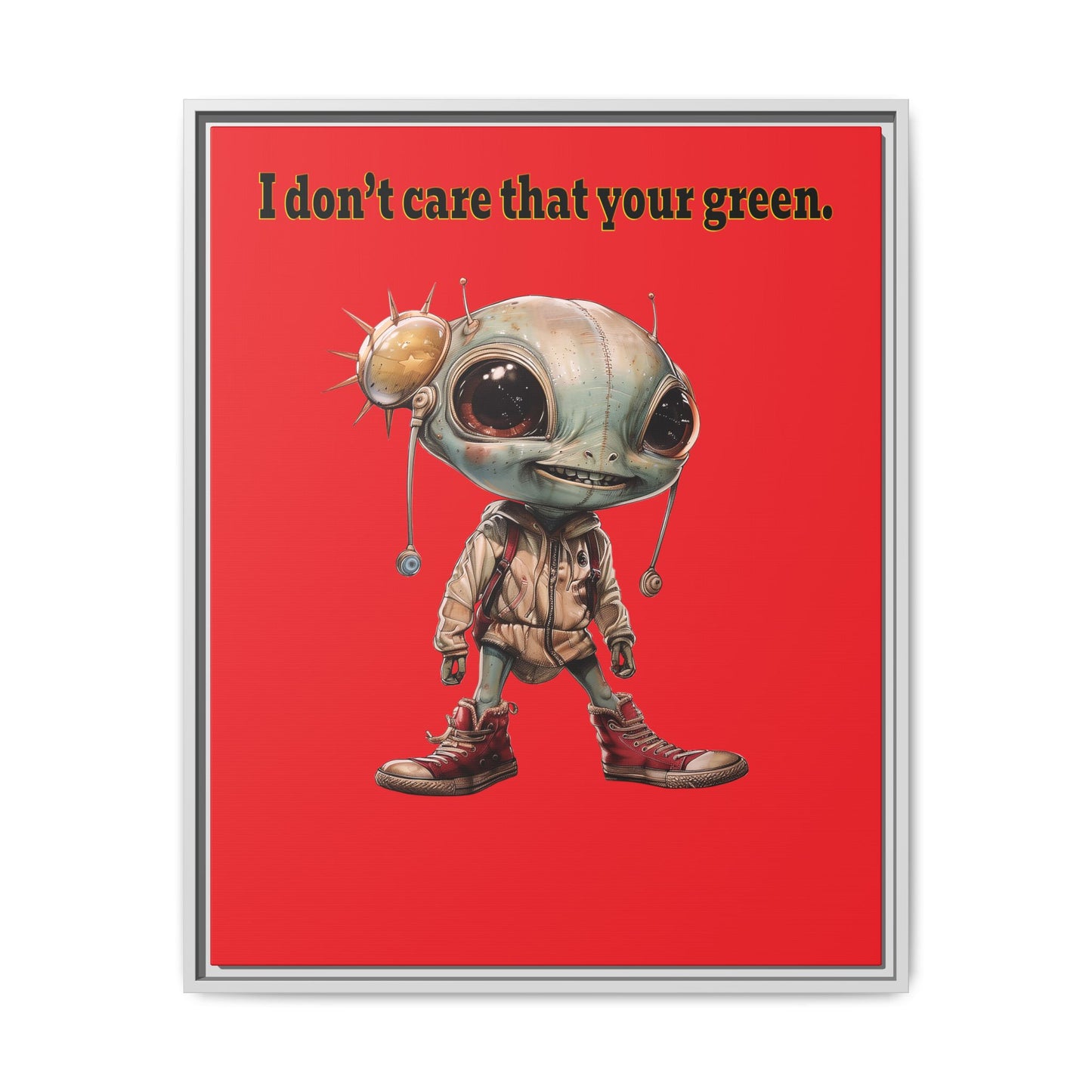 I don't care that your green - framed canvas art (red)