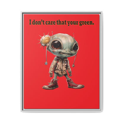 I don't care that your green - framed canvas art (red)