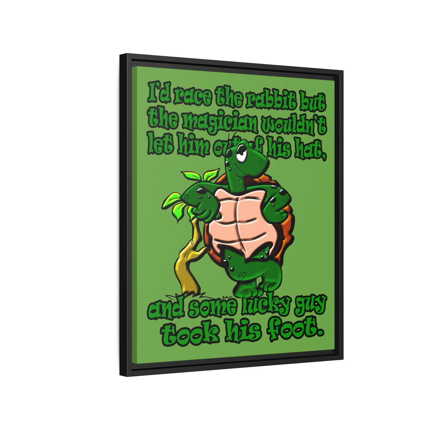 turtle race - framed canvas art (green)