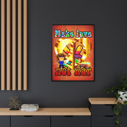 love peace - framed canvas art (burnt orange)