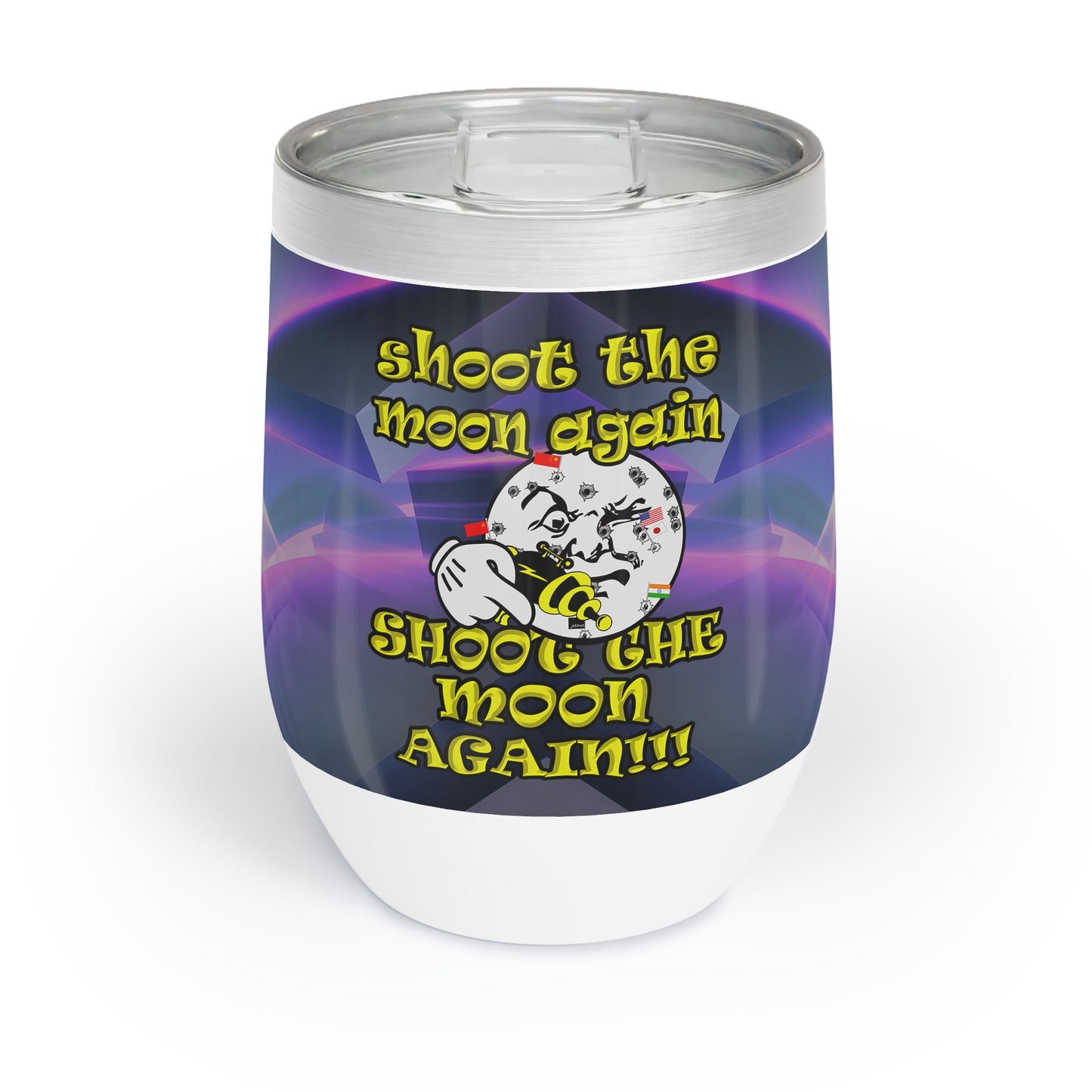 shoot the moon again - Chill Wine Tumbler (grey-pink wave)