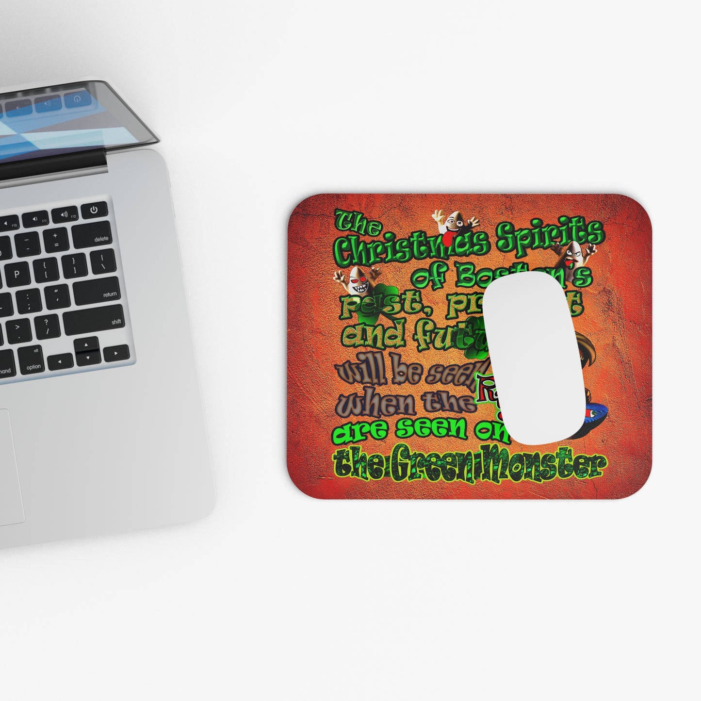 christmas spirits of boston - Mouse Pad (Rectangle) (burnt orange)