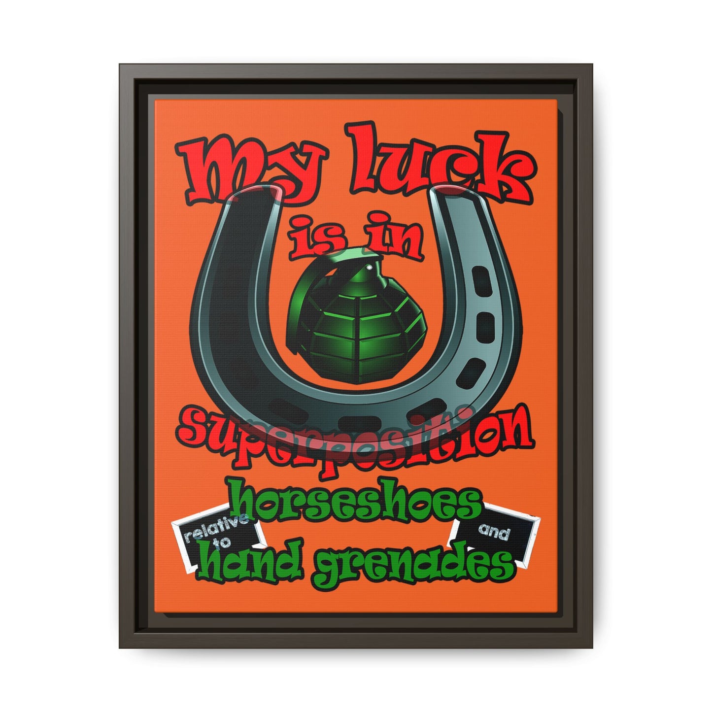 my luck - framed canvas art (orange)