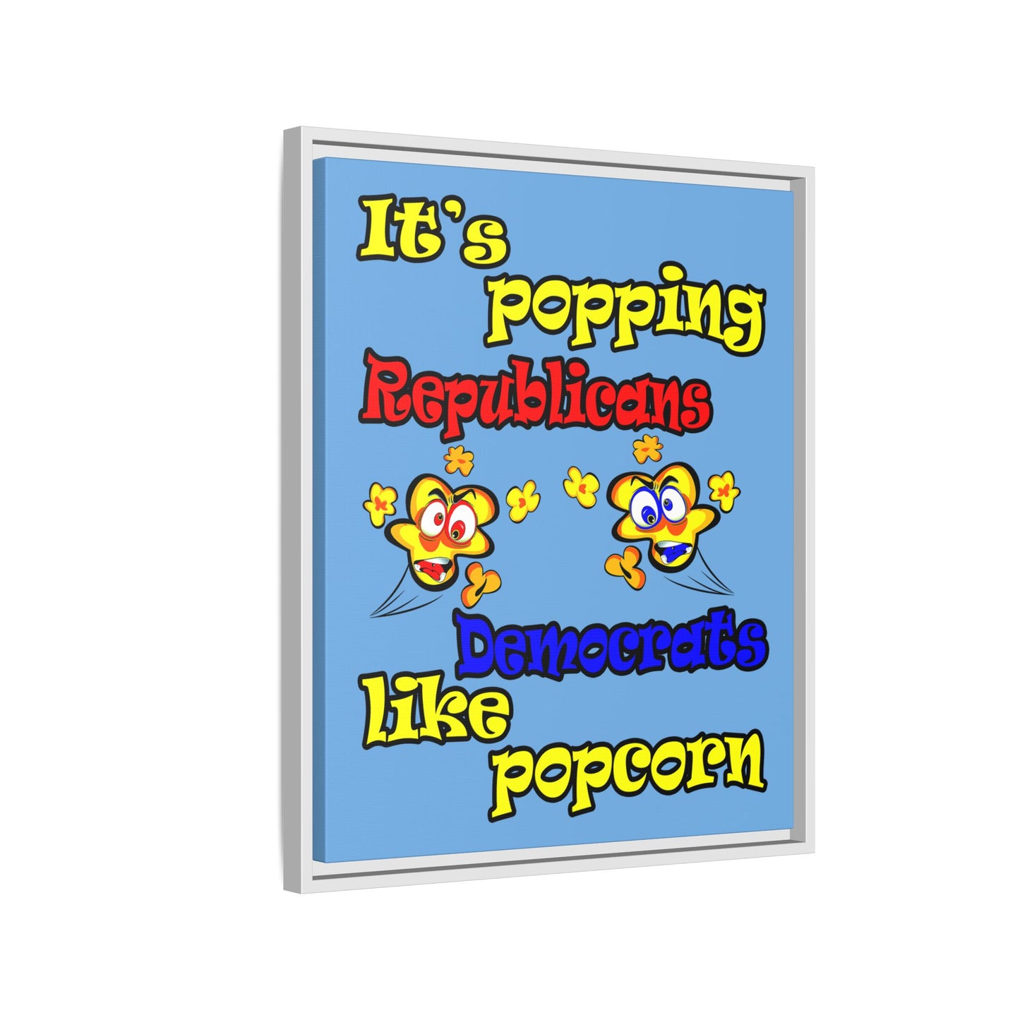 popping like popcorn - framed canvas art (light blue)