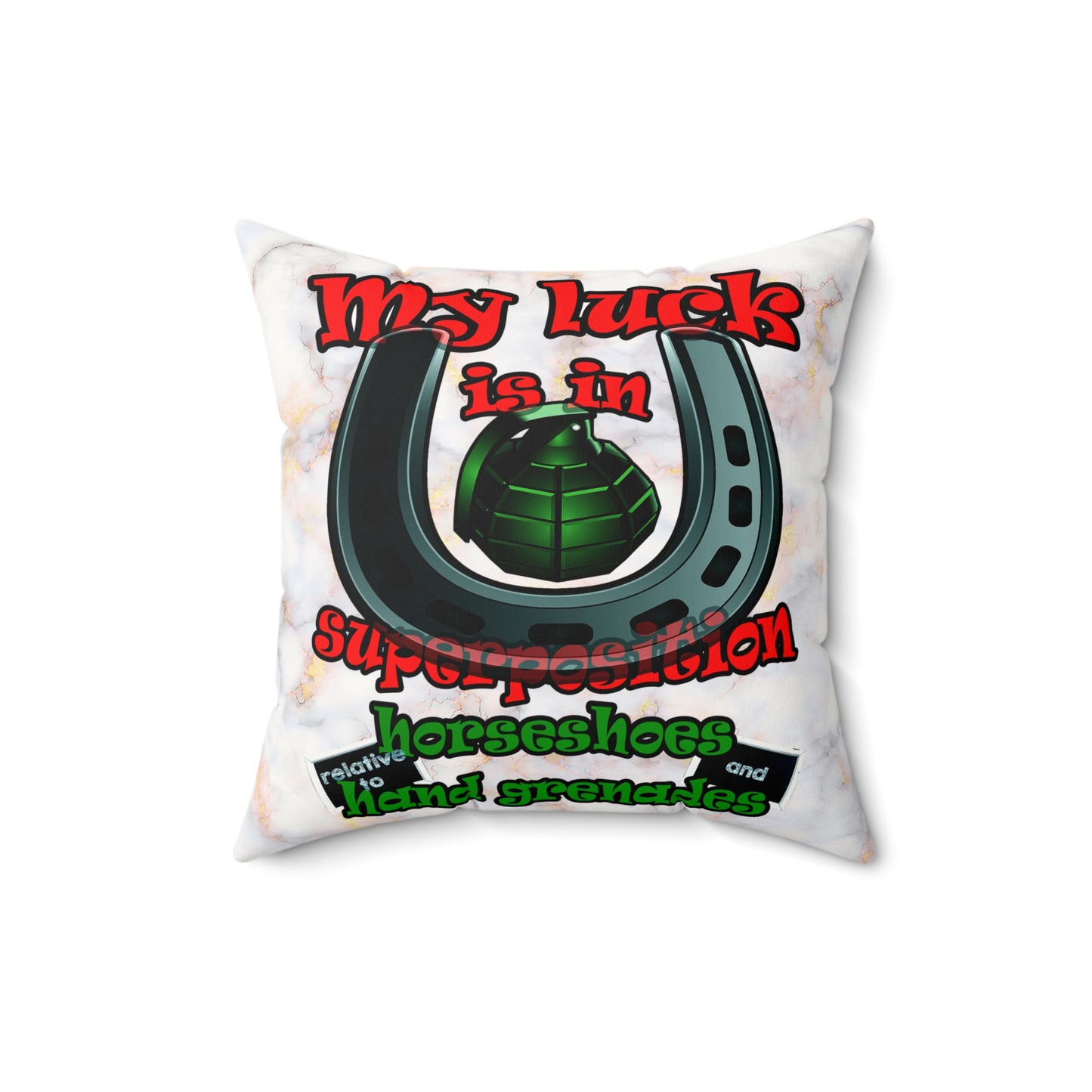 my luck - Faux Suede Square Pillow - (white marble)