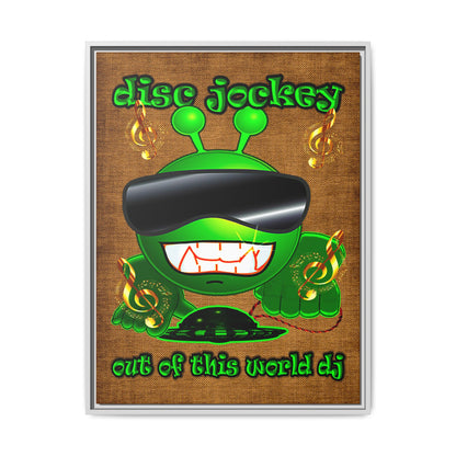 disc jockey - framed canvas art (brown papyrus)