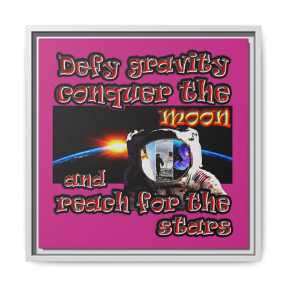 defy conquer reach - framed canvas art (pink)