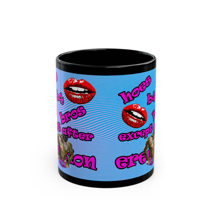 hoes b4 bros - Black Mug (light blue-purple wave)