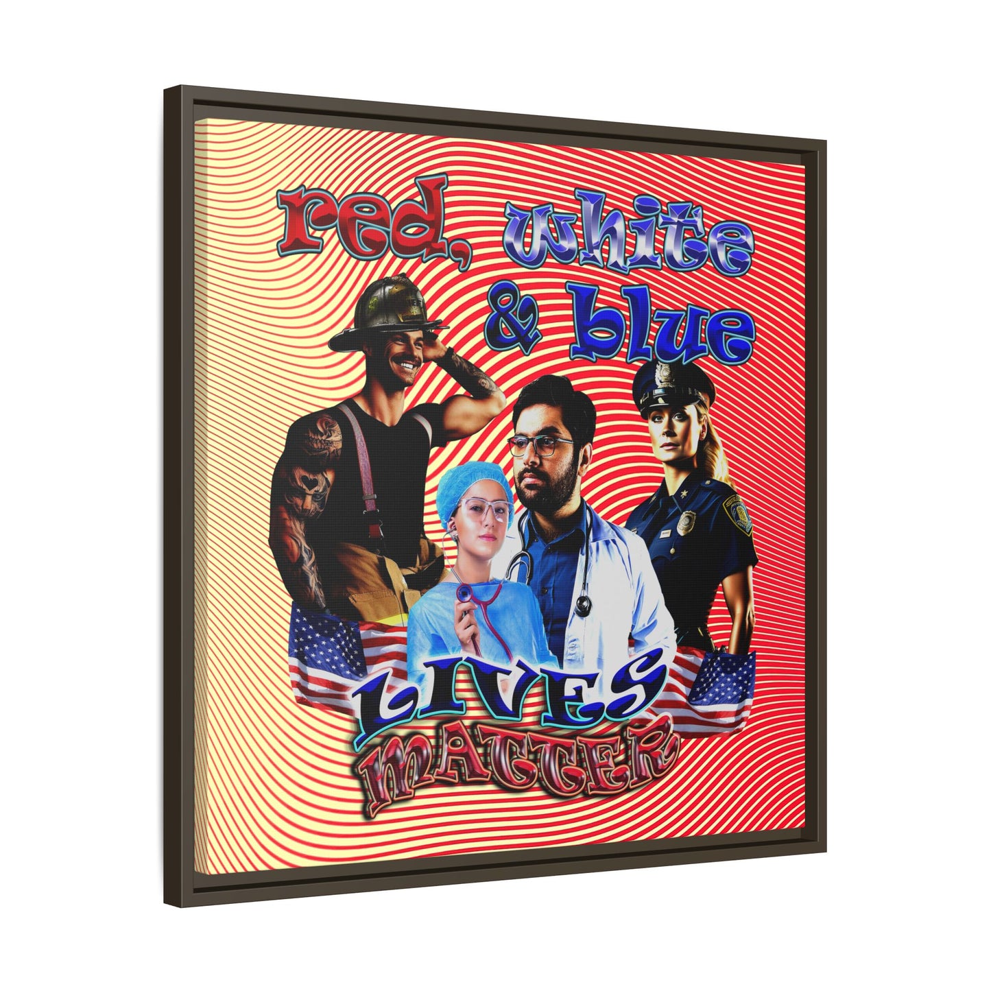 rw&b lives matter - framed canvas art (yellow-orange wave)