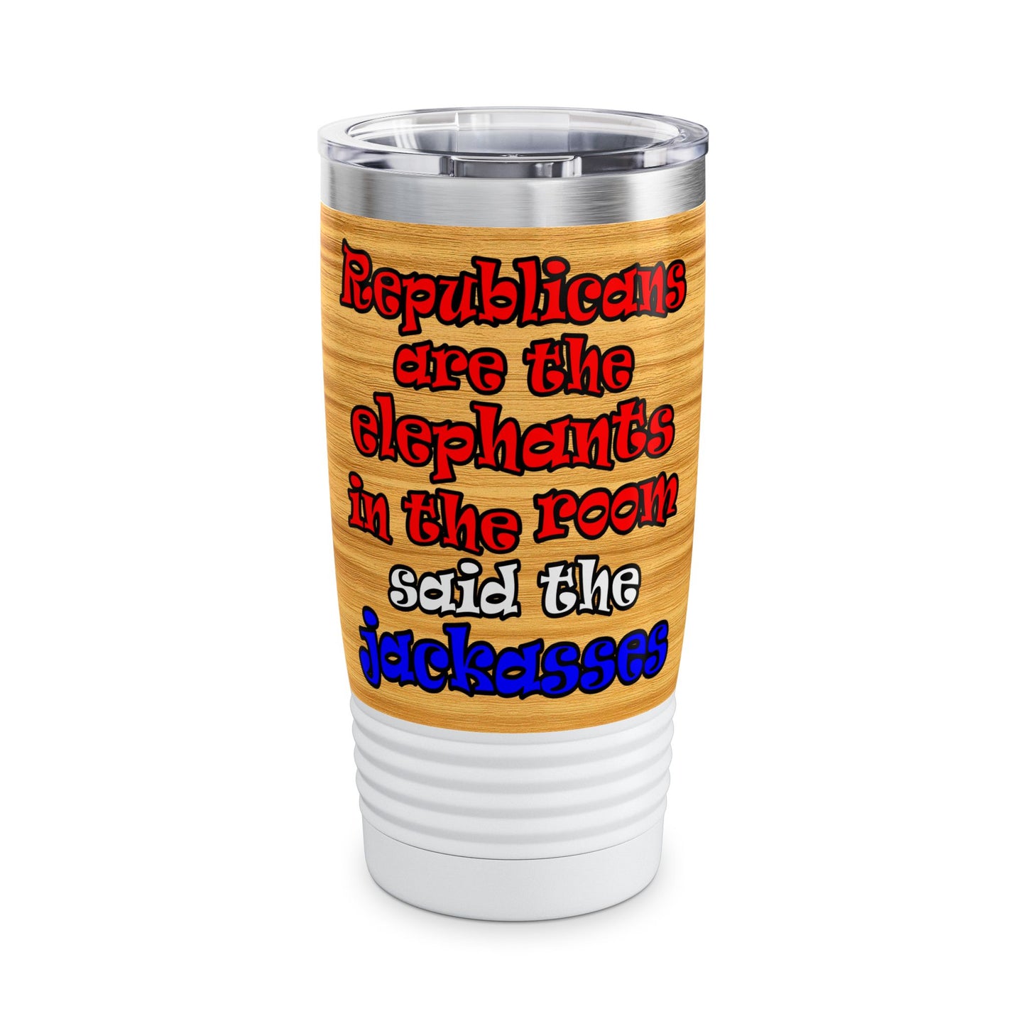 donkeys and elephants - Ringneck Tumbler, 20oz (butterscotch wood finish)