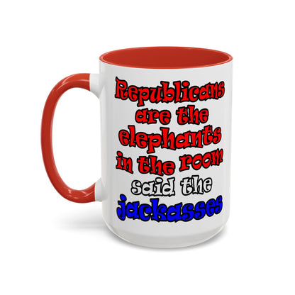 donkeys and elephants - Accent Mug (white)