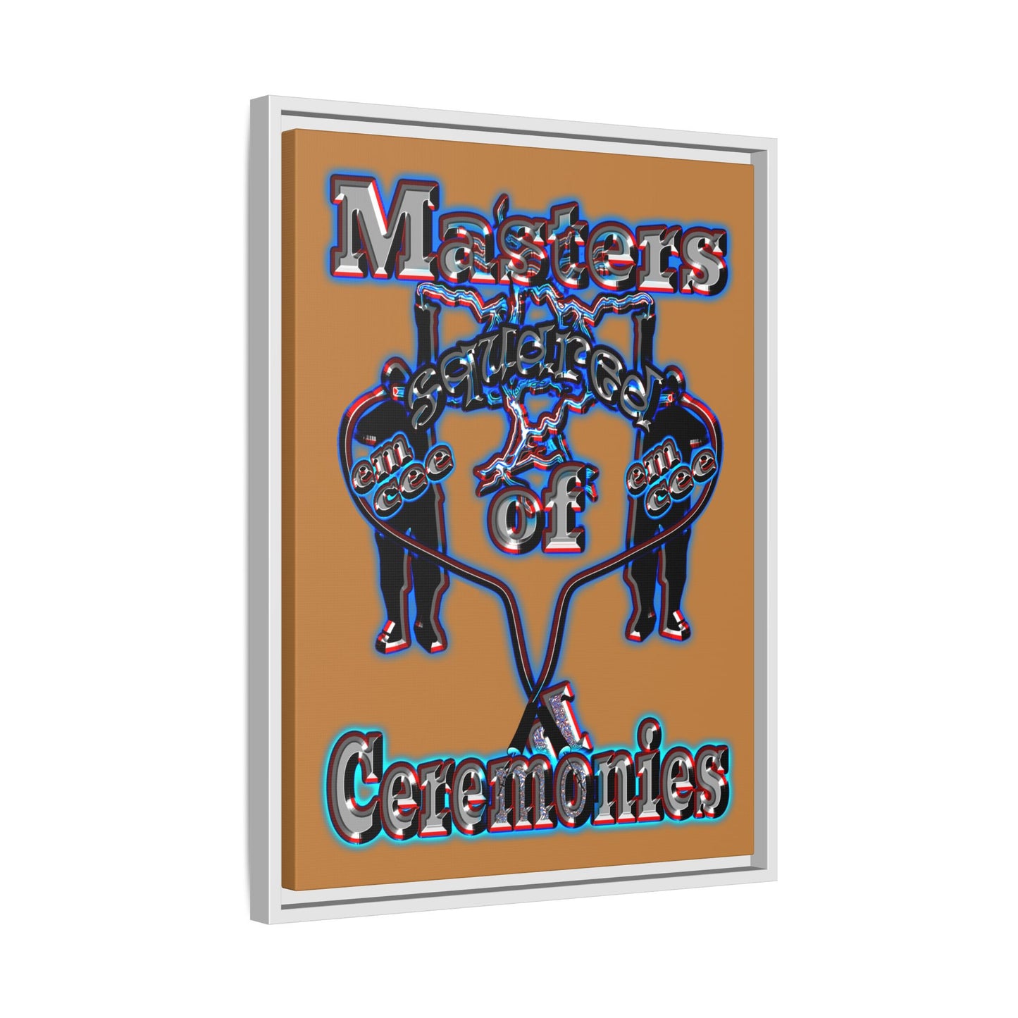 em cee squared - framed canvas art (light brown)