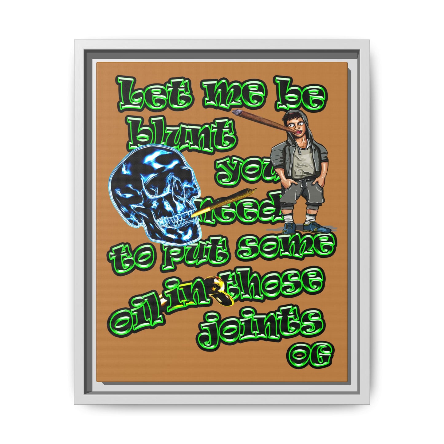 og - framed canvas art (light brown)