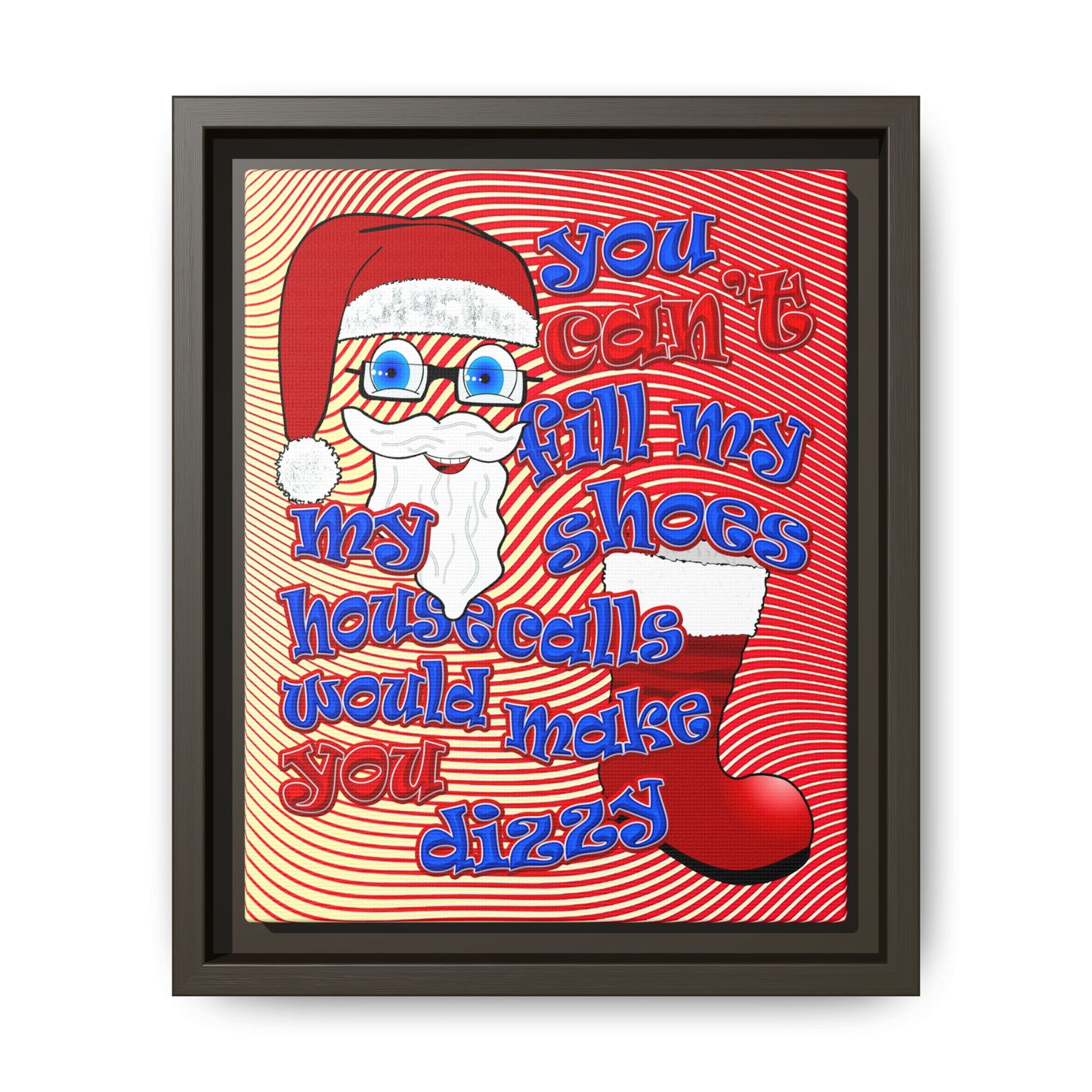 santa's shoes - framed canvas art (yellow-orange wave)