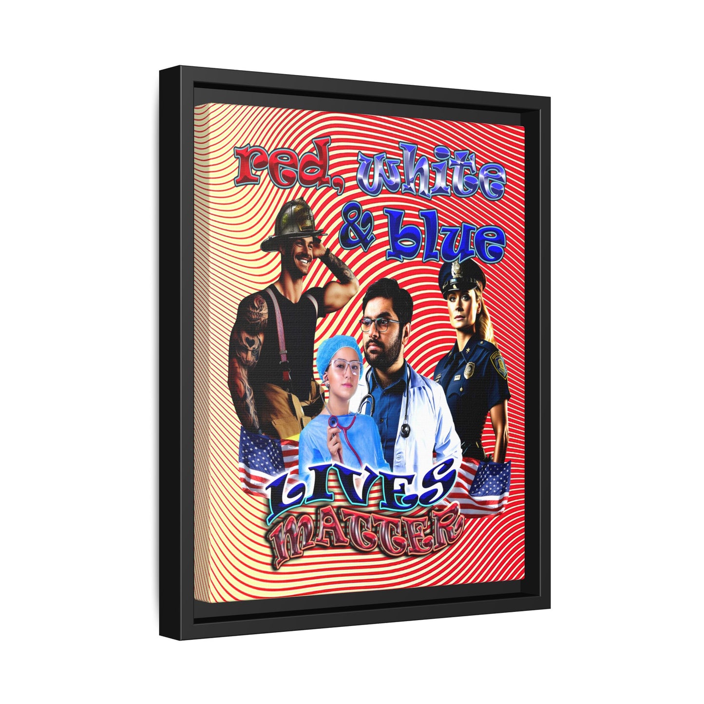 rw&b lives matter - framed canvas art (yellow-orange wave)