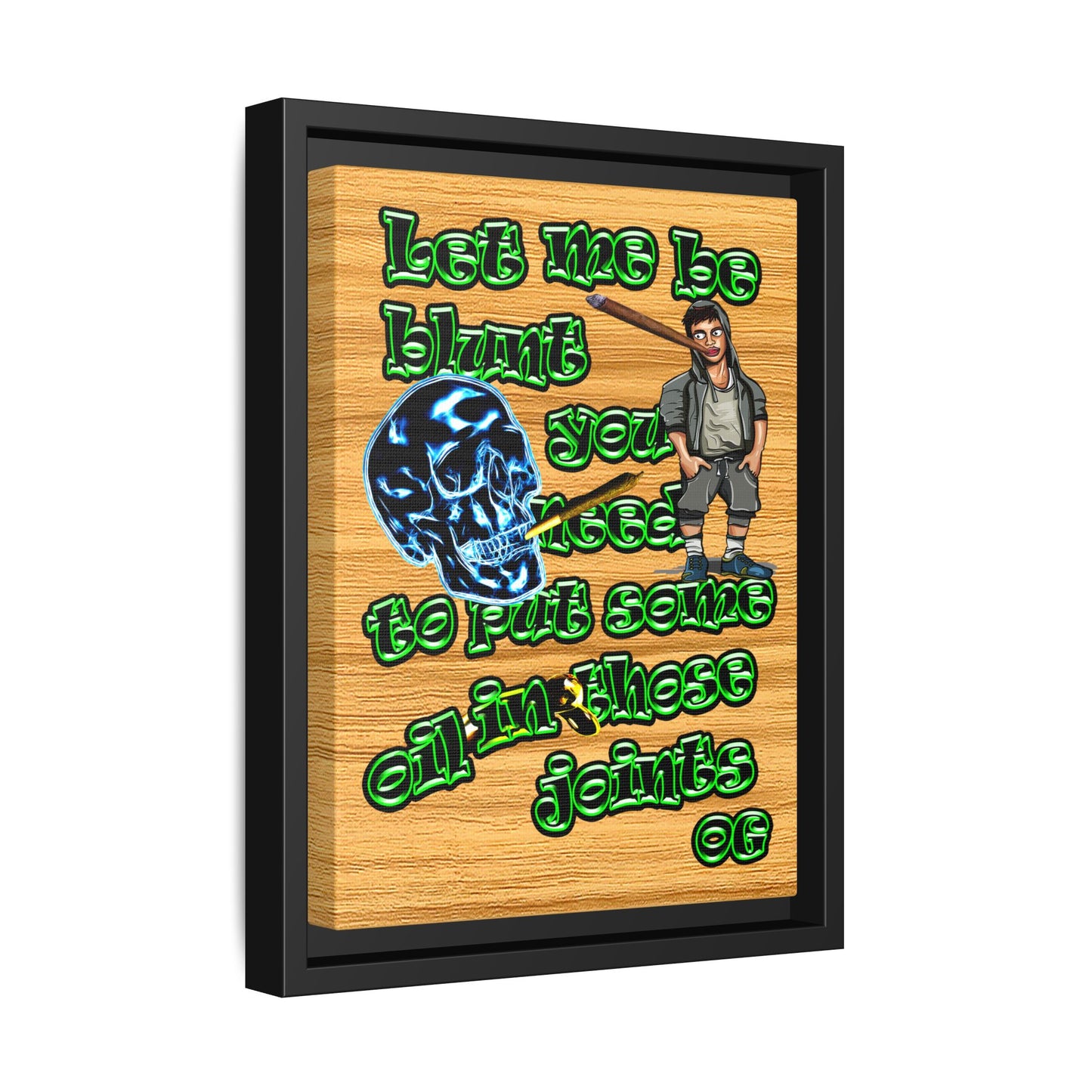 og - framed canvas art (butterscotch wood finish)