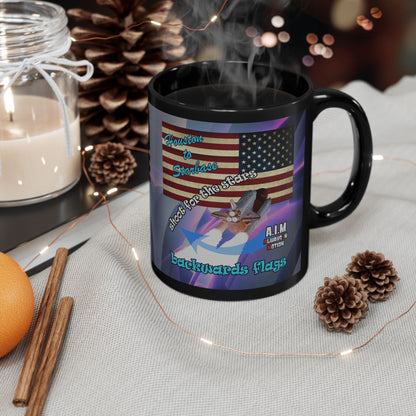 shoot for the stars - Black Mug (grey-pink wave)