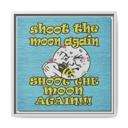 shoot the moon again - framed canvas art (faded blue)