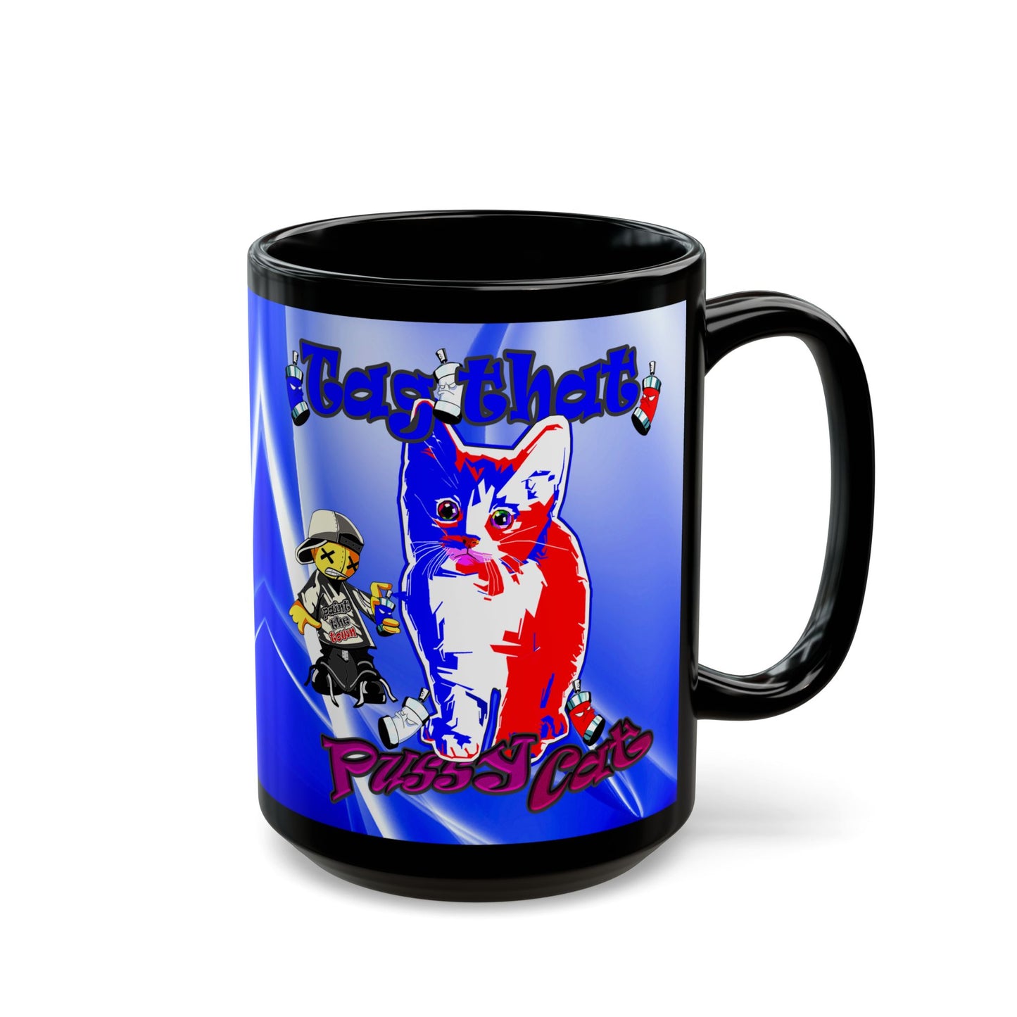 tag that - Black Mug (blue-white wave)