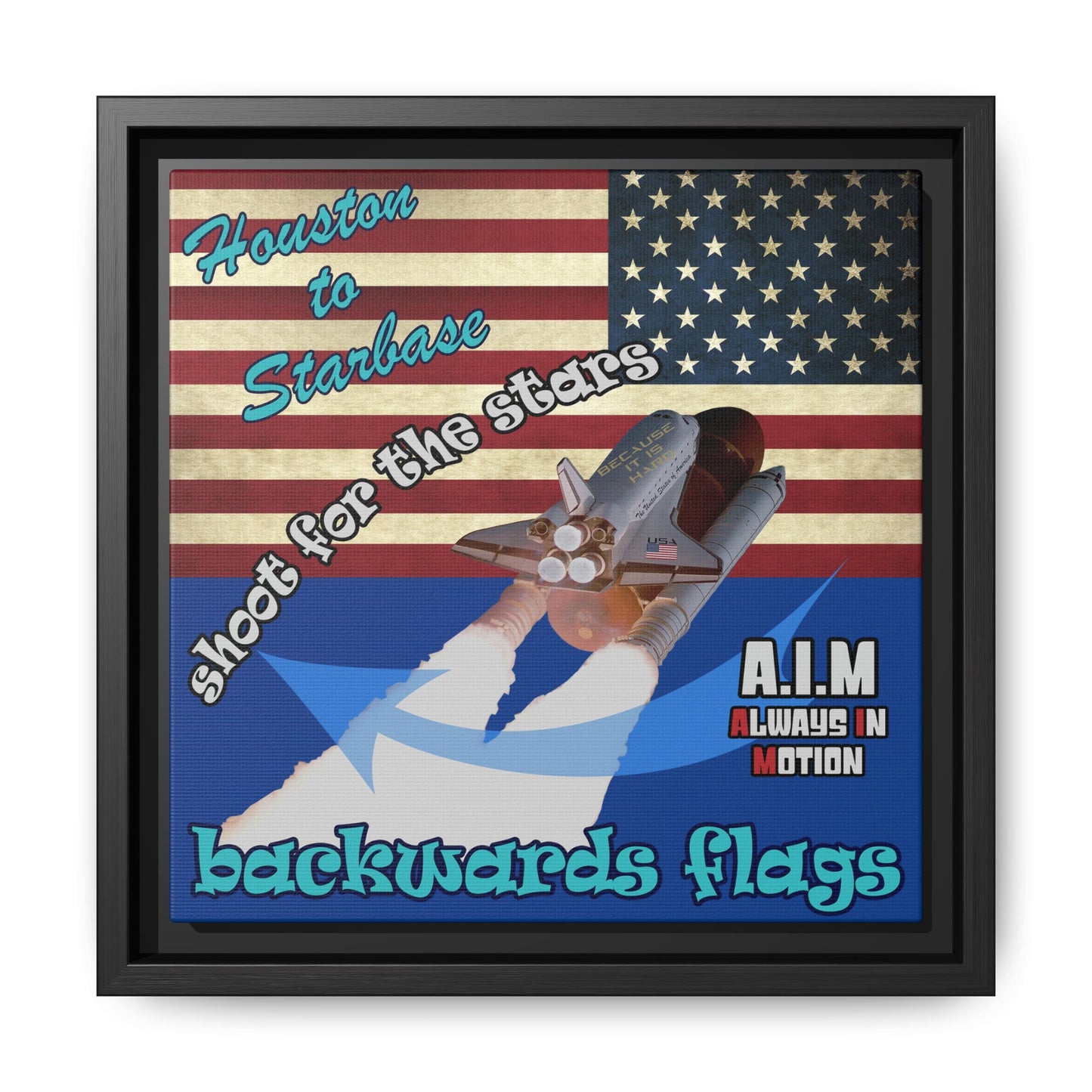 shoot for the stars - framed canvas art (dark blue)
