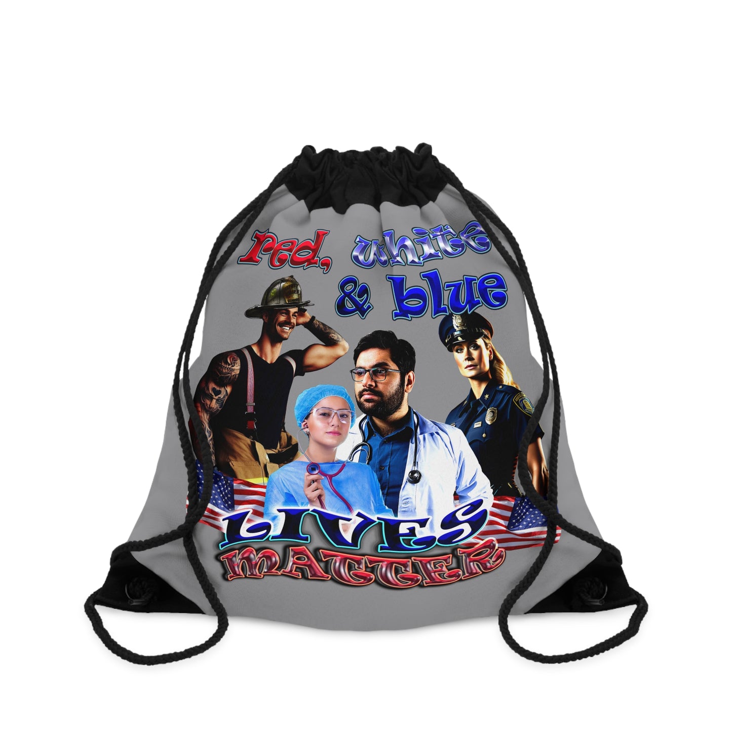 rw&b lives matter - Drawstring Bag (grey)