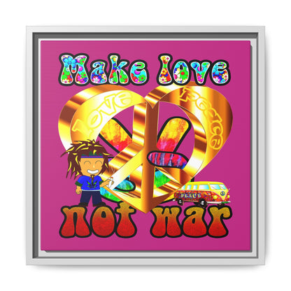 love peace - framed canvas art (pink)