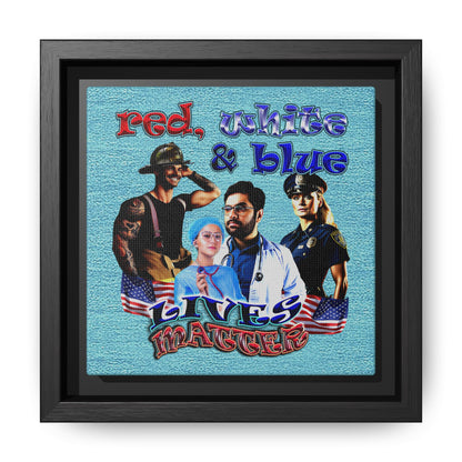 rw&b lives matter - framed canvas art (faded blue)