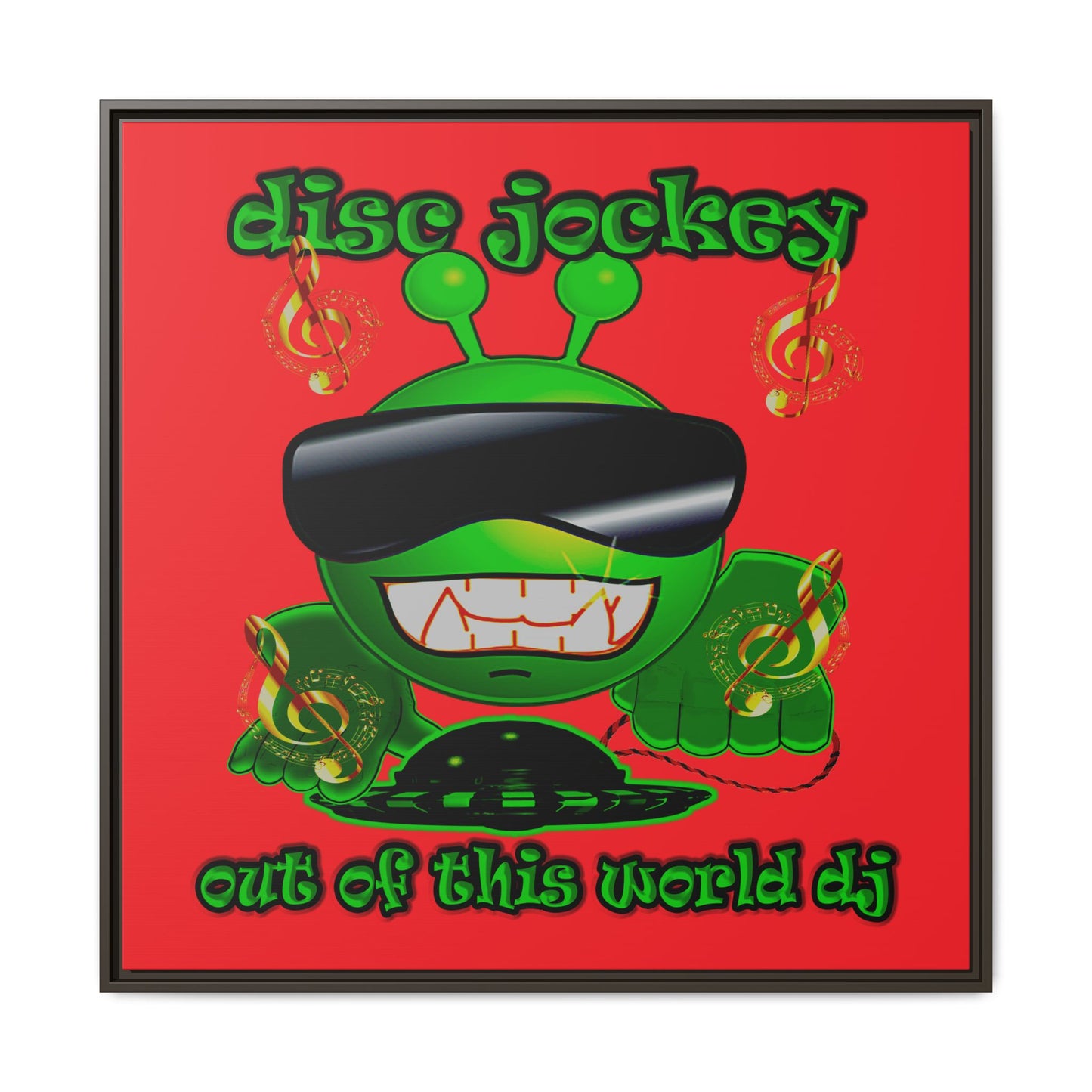disc jockey - framed canvas art (red)