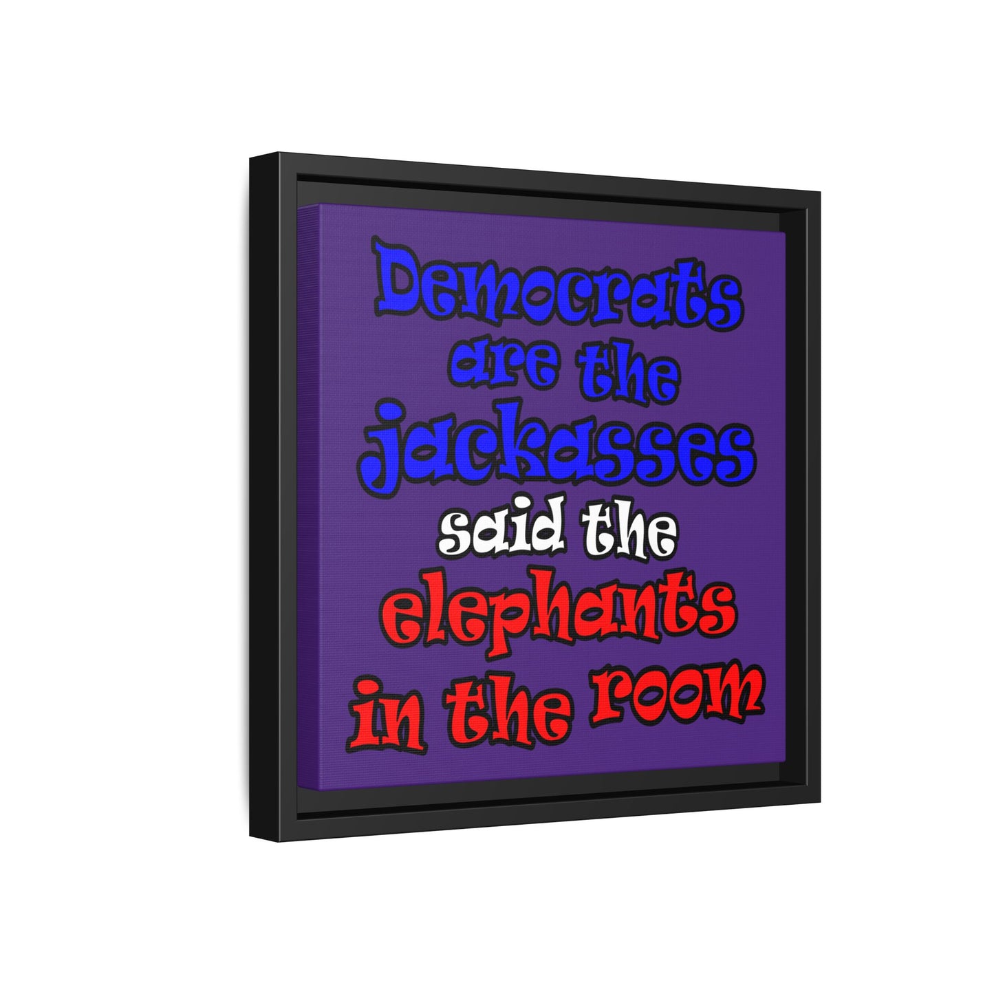 donkeys and elephants - framed canvas art (purple)